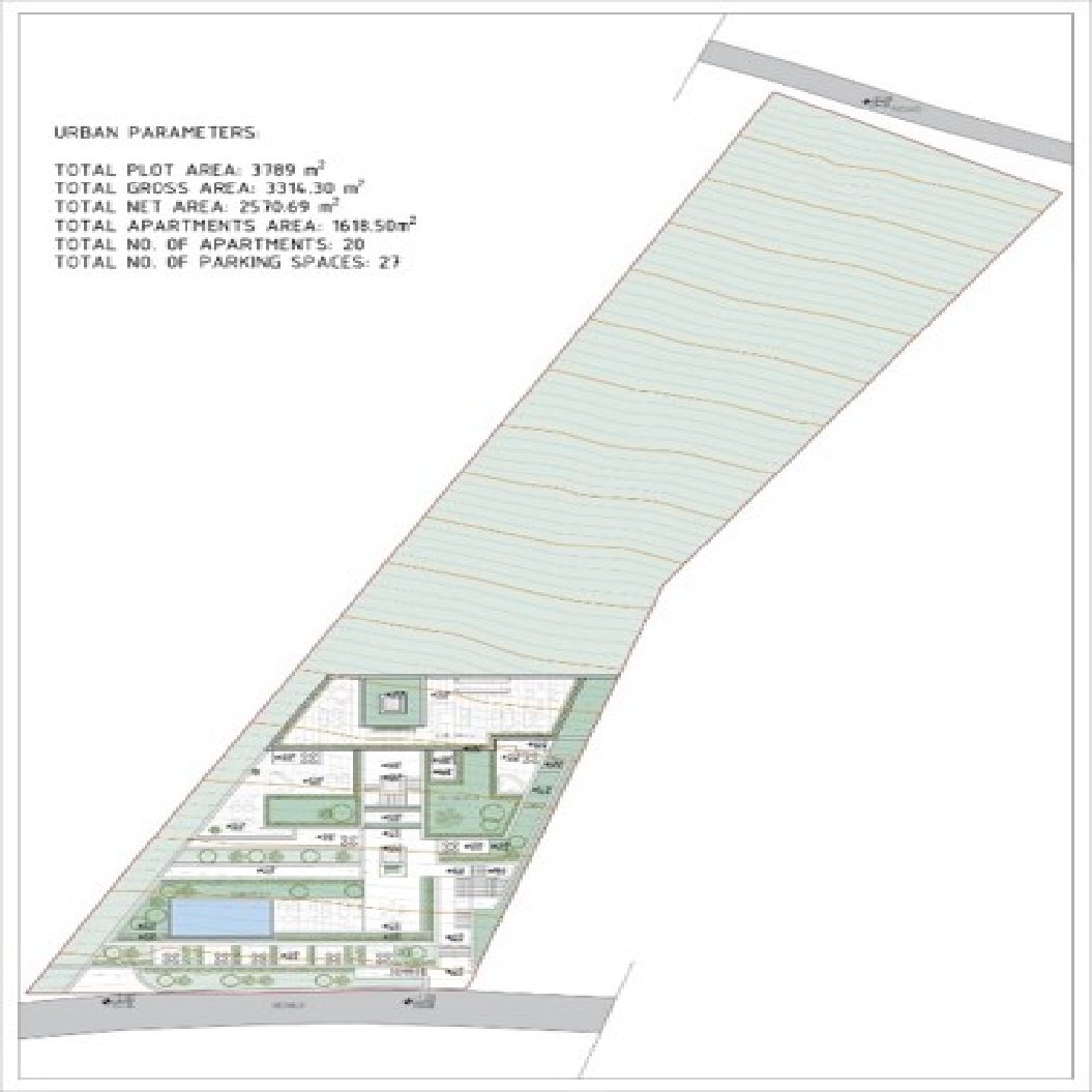 Real Estate/Investment Land (3789 m²) Development Project with preserved GREEN Qty 20 Sea View Villas each 80 m² having 2 bedrooms/1 bathroom) and 32 garaj Complex